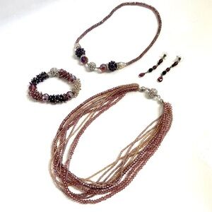 Magnetic jeweled necklace, earring & bracelet set